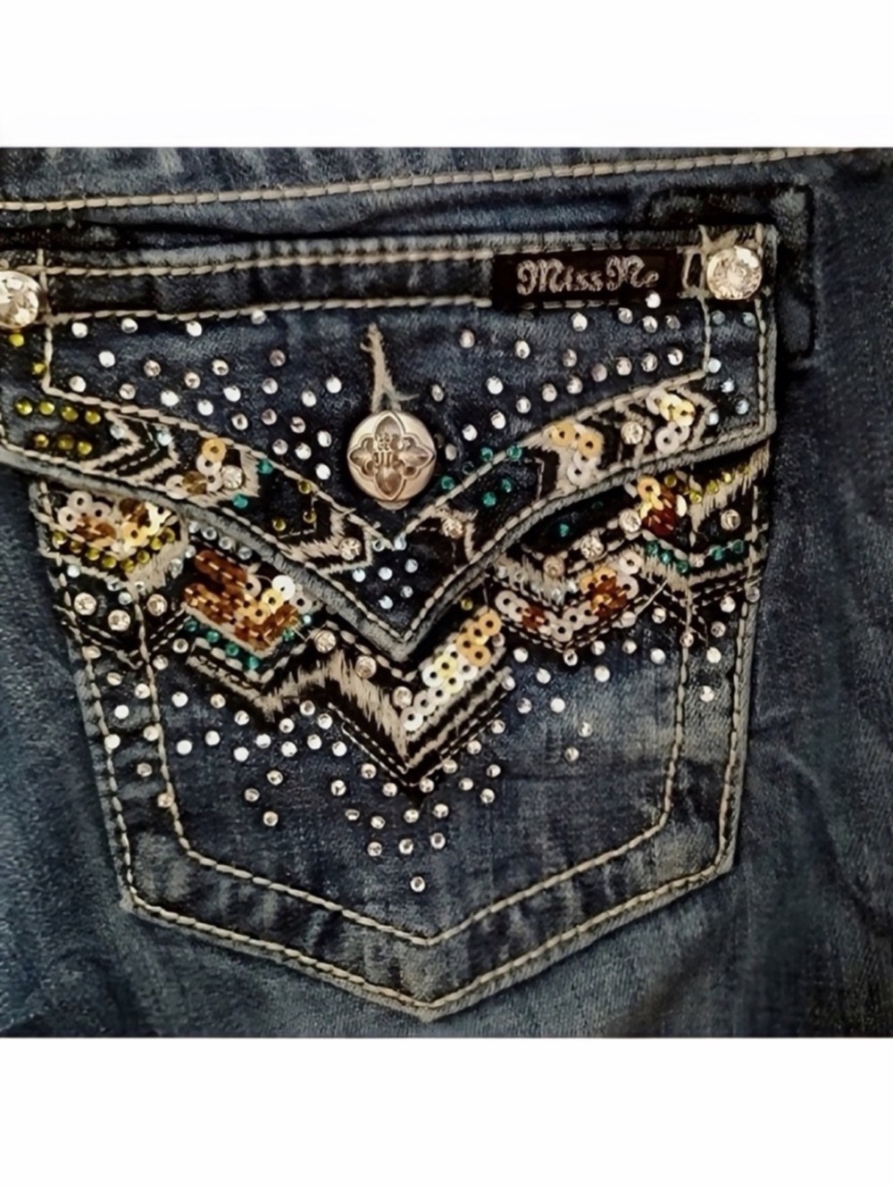 Gorgeous Y2K Miss Me Signature Rise Boot Jeans Embellished Pockets 33” Inseam